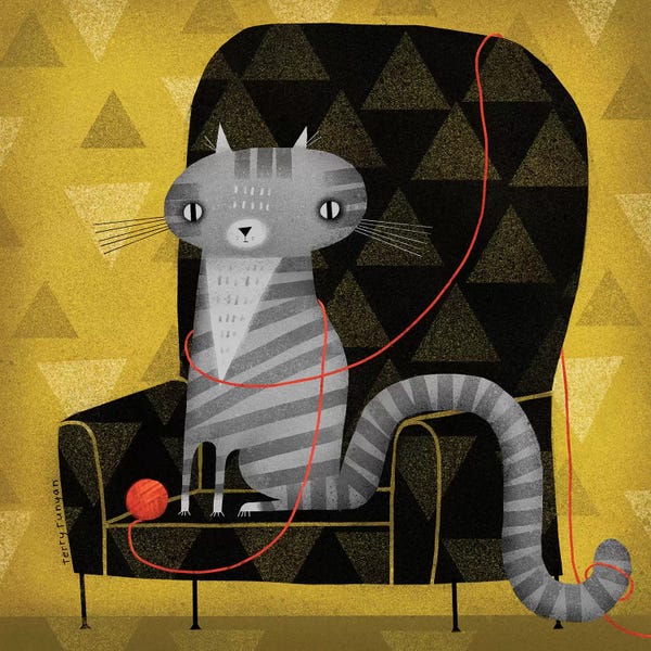 Mid-Century Modern Animals: Seated Gray Tabby by Terry Runyan