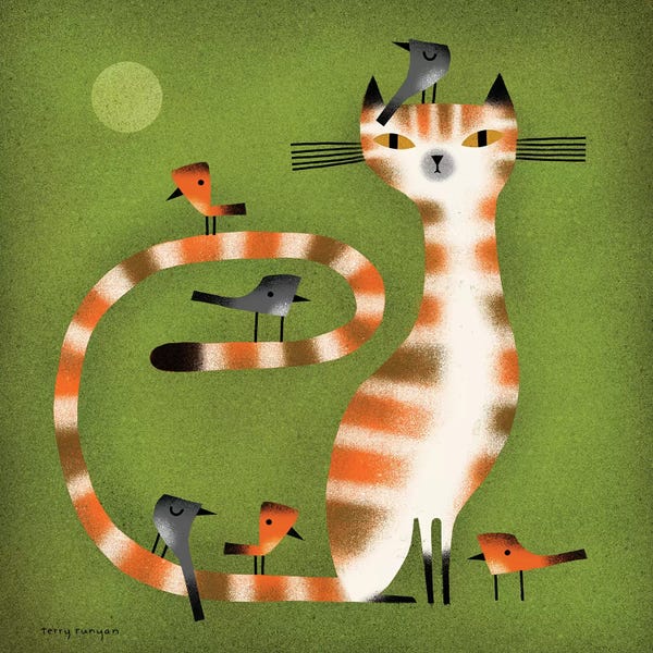 Mid-Century Modern Animals: Tabby - Birds by Terry Runyan