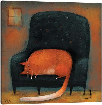 Tiny Mouse Canvas Art Print - Orange Cat Art