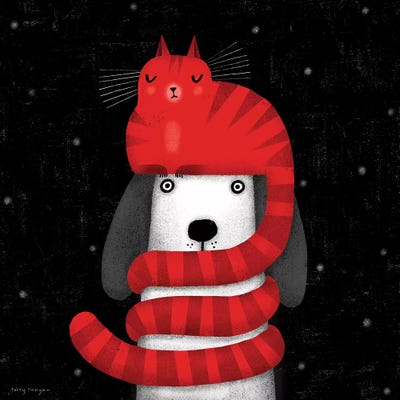 Cat Hat Scarf by Terry Runyan framed canvas print