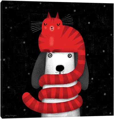 Cat Hat Scarf Canvas Art Print - Terry Runyan