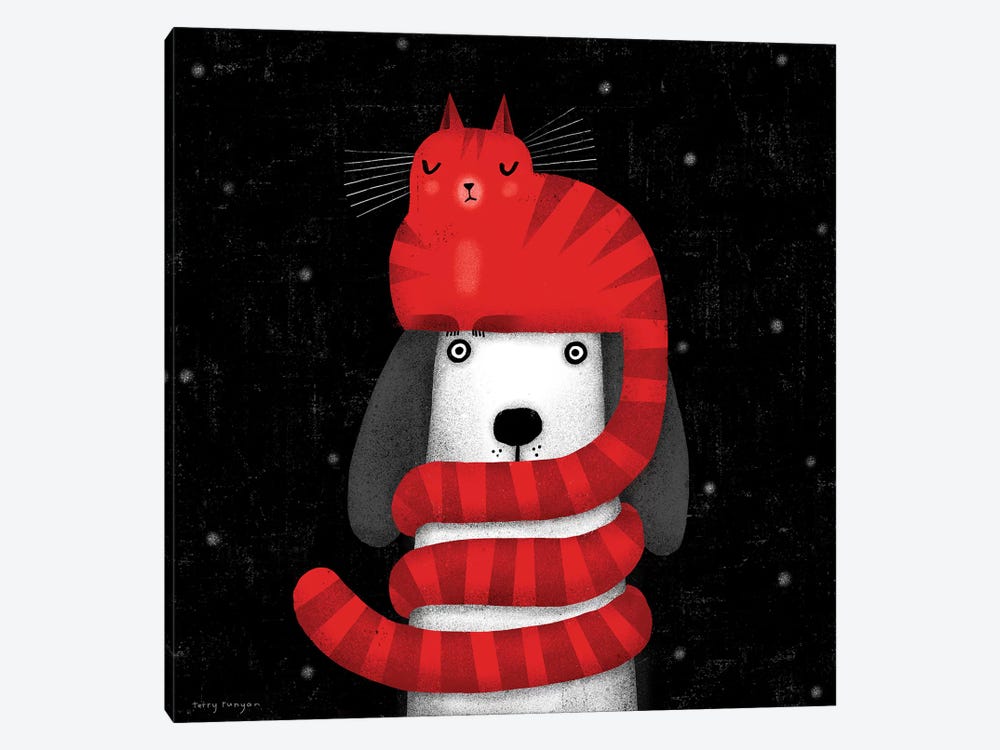 Cat Hat Scarf by Terry Runyan 1-piece Canvas Art
