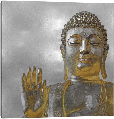 Silver And Gold Buddha Canvas Art Print - Faith Art