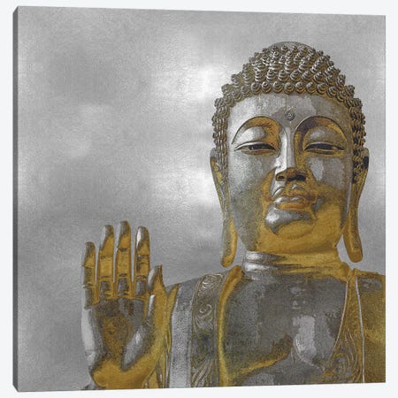 Silver And Gold Buddha Canvas Print #TRY4} by Tom Bray Canvas Art