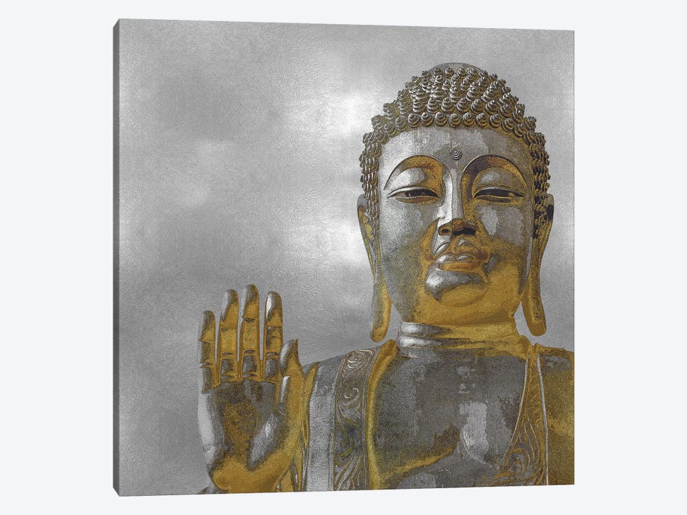 Silver And Gold Buddha by Tom Bray 1-piece Canvas Artwork