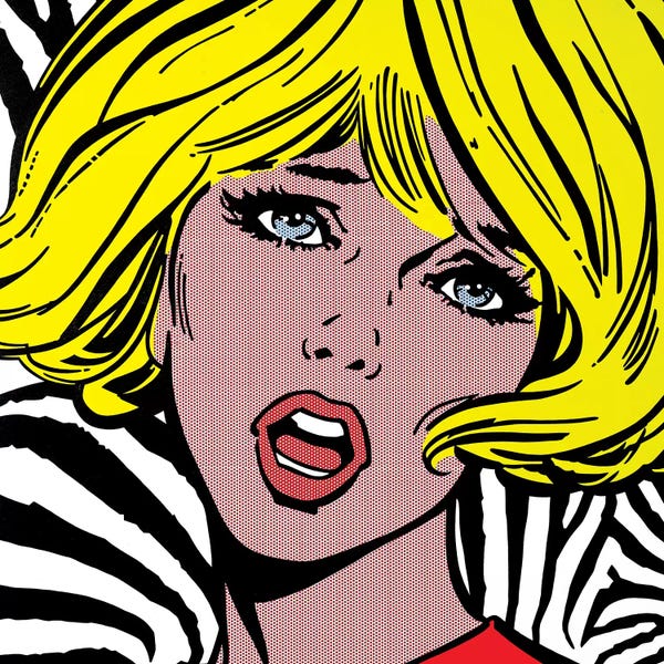 Pop Art: Girl On Zebra Background by Toni Sanchez