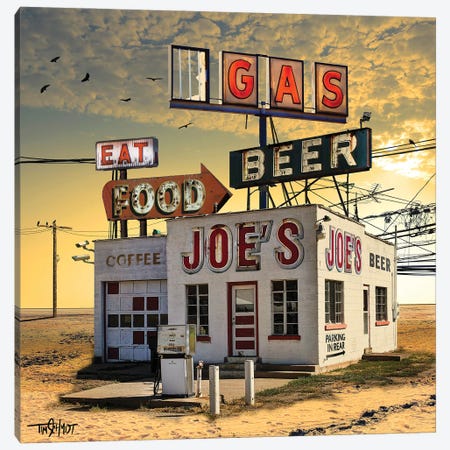 Joe's Gas And Beer Canvas Print #TSC13} by Tim Schmidt Canvas Art