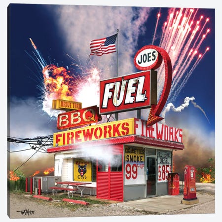 Joe's Fuel, Fireworks And BBQ Canvas Print #TSC24} by Tim Schmidt Canvas Art