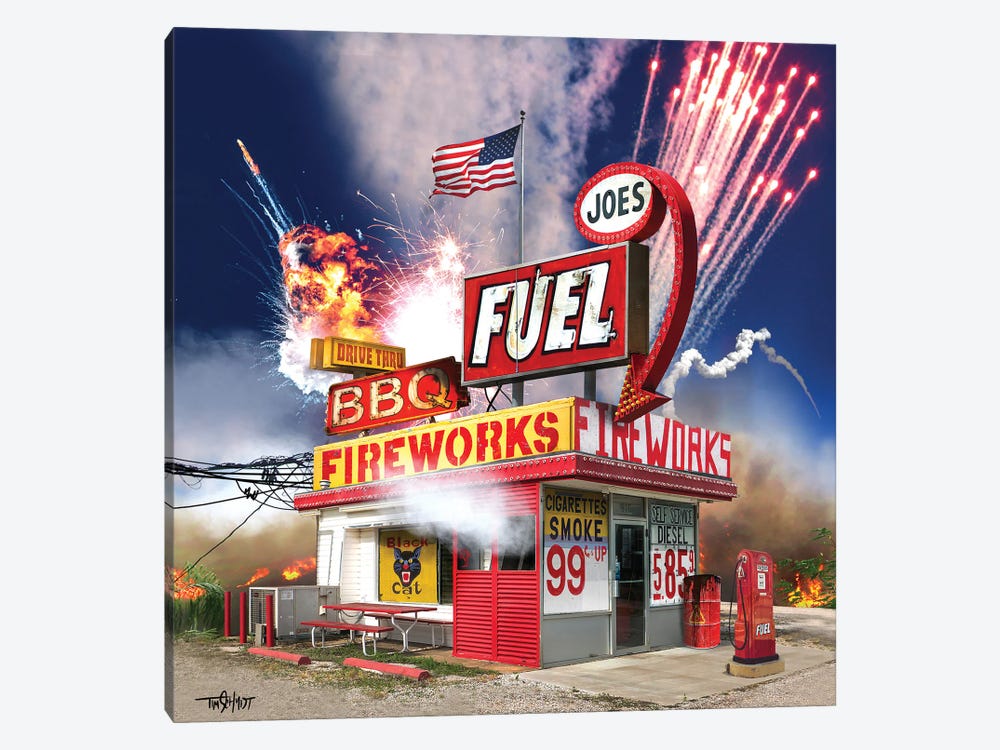 Joe's Fuel, Fireworks And BBQ by Tim Schmidt 1-piece Canvas Art