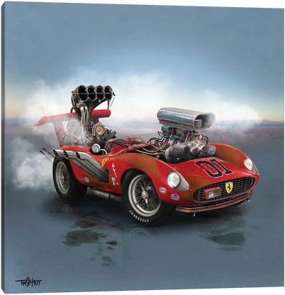 Smokin' Hot Rod Canvas Art Print - Ferrari