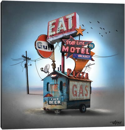 Gas, Food, Lodging Canvas Art Print - Tim Schmidt
