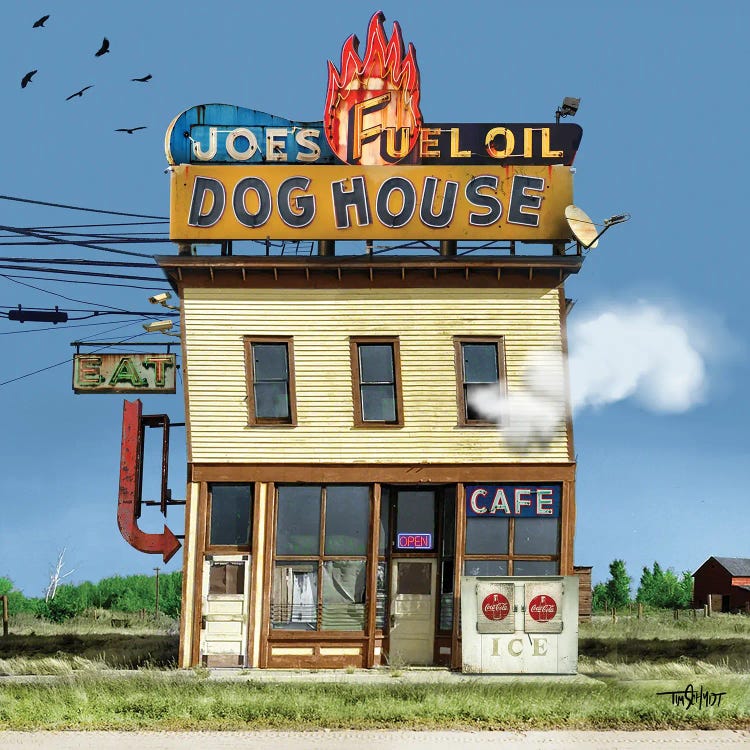 The Doghouse Cafe by Tim Schmidt wall art