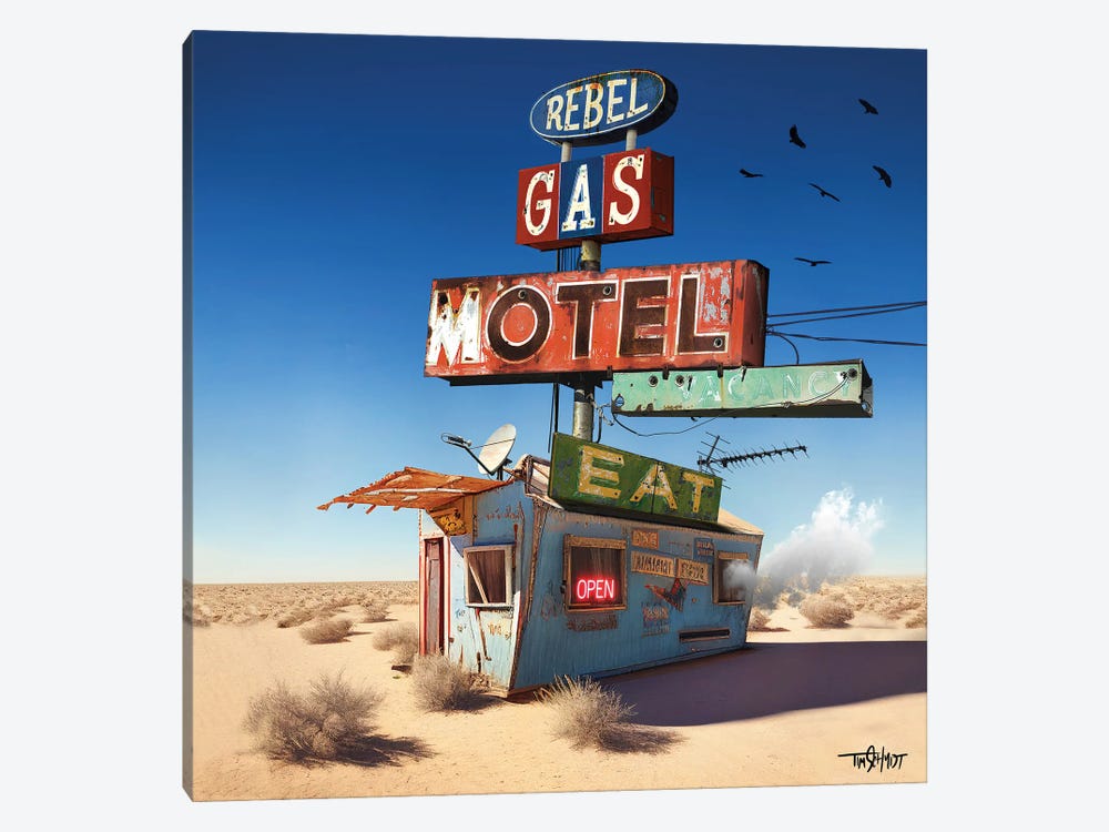 Rebel Gas And Motel by Tim Schmidt 1-piece Canvas Artwork