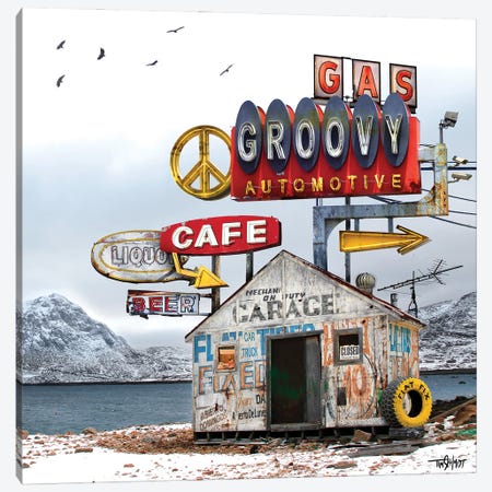 Groovy Auto Cafe Canvas Print #TSC6} by Tim Schmidt Canvas Artwork