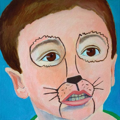 Boy With Lion Face by Toni Silber-Delerive framed wall art
