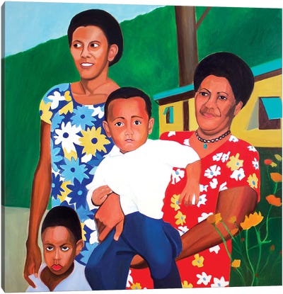 Fiji Family Canvas Art Print - Oceanian Culture