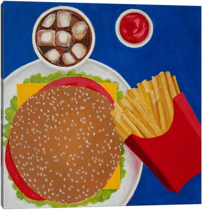 Cheeseburger Canvas Art Print - Meat Art