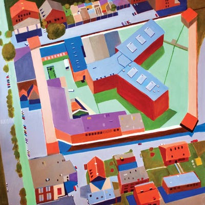 College Campus by Toni Silber-Delerive framed wall art