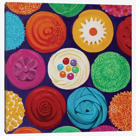 Colorful Cupcakes Canvas Print #TSD22} by Toni Silber-Delerive Canvas Wall Art