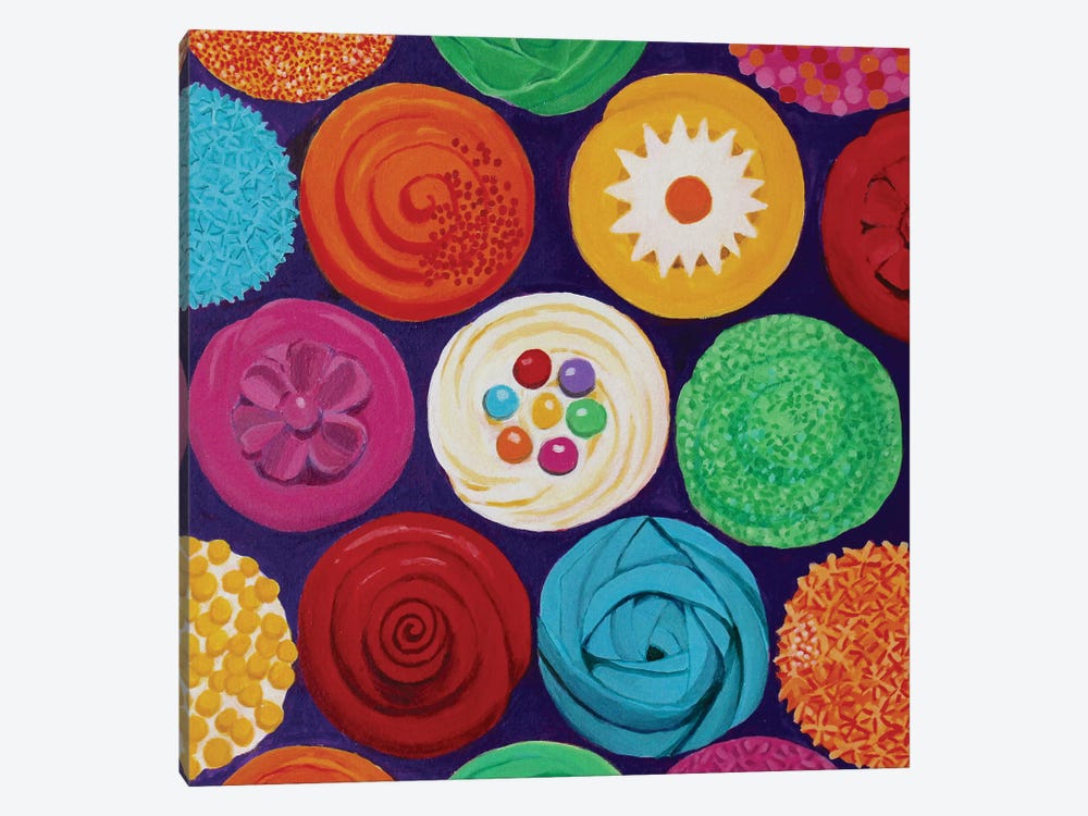 Colorful Cupcakes by Toni Silber-Delerive 1-piece Canvas Print