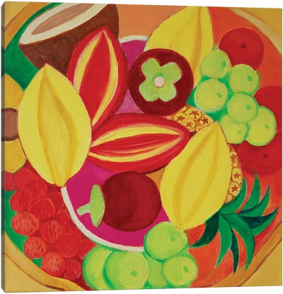 Exotic Fruit Bowl Canvas Art Print - Toni Silber-Delerive