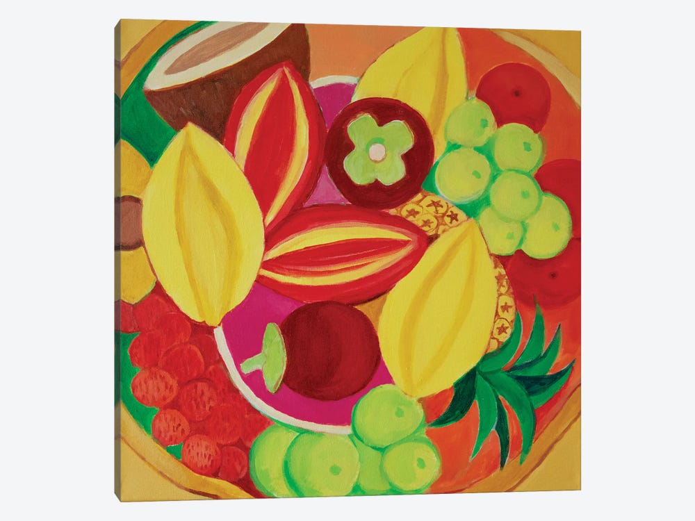 Exotic Fruit Bowl by Toni Silber-Delerive 1-piece Canvas Wall Art