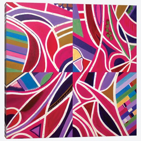 Magenta Intersections, Quartered Canvas Print #TSD45} by Toni Silber-Delerive Art Print