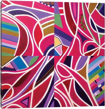 Magenta Intersections, Quartered Canvas Art Print - Toni Silber-Delerive