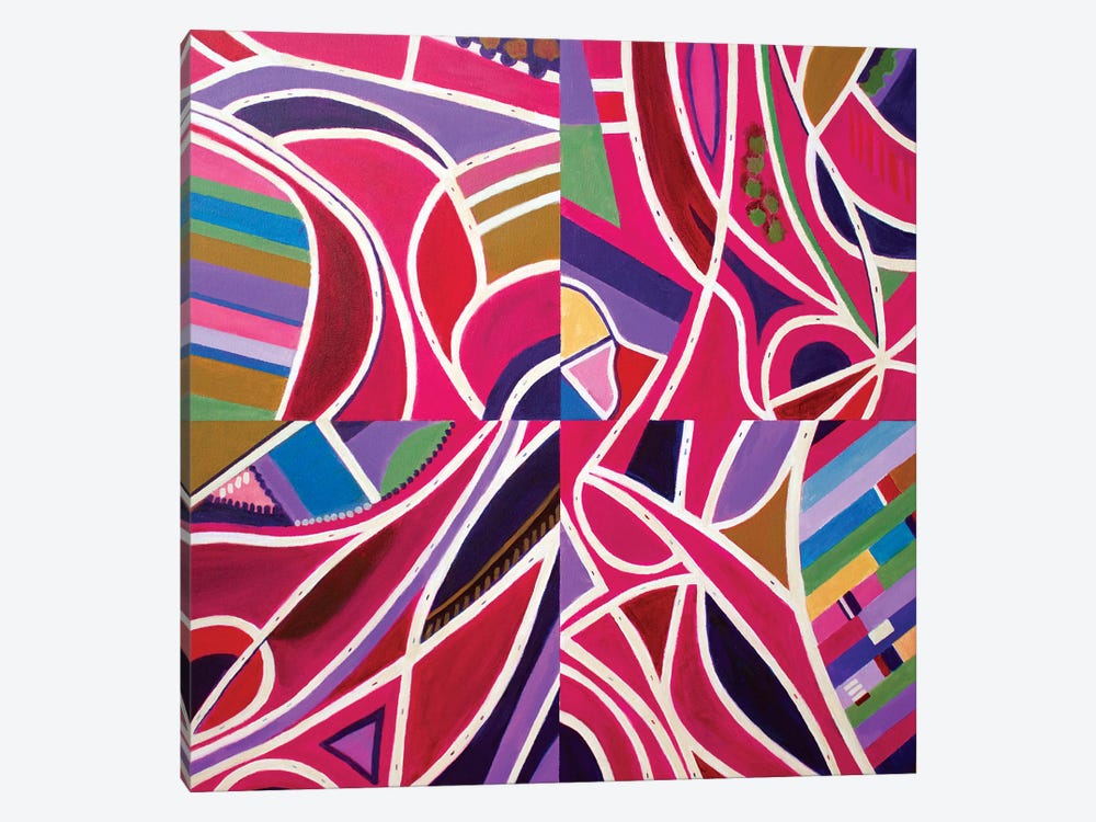 Magenta Intersections, Quartered by Toni Silber-Delerive 1-piece Canvas Wall Art