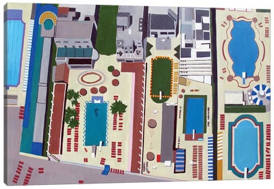 Art Deco Pools Canvas Art Print - Swimming Pool Art