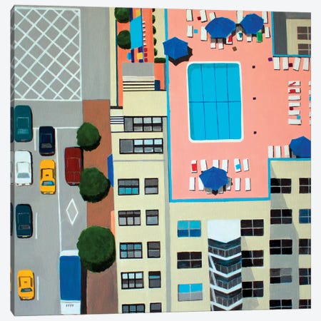 NYC Roof Pool Canvas Print #TSD50} by Toni Silber-Delerive Art Print