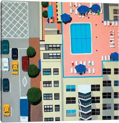 NYC Roof Pool Canvas Art Print - Toni Silber-Delerive