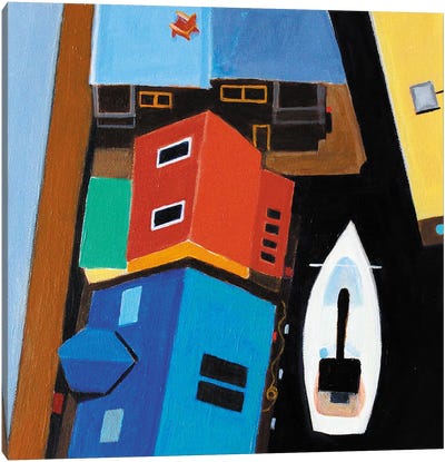 Mission Creek Houseboats Canvas Art Print - Toni Silber-Delerive