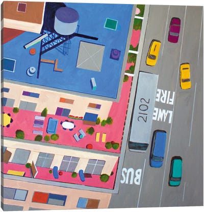 NYC Summer Terraces Canvas Art Print - Vibrant Scenes in 2D