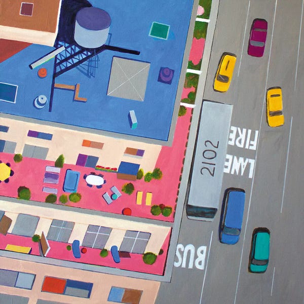 Vibrant Scenes in 2D: NYC Summer Terraces by Toni Silber-Delerive