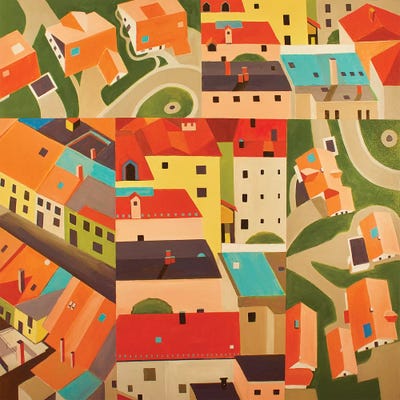 Neighborhood Montage by Toni Silber-Delerive framed wall art