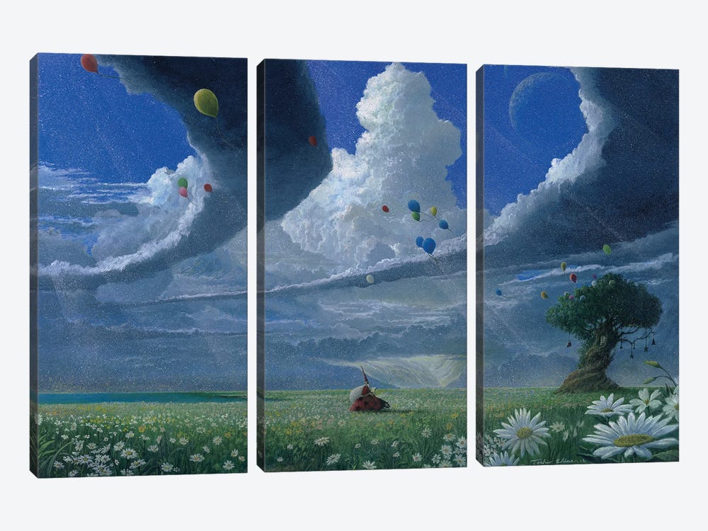 First Visitor by Toshio Ebine 3-piece Canvas Art