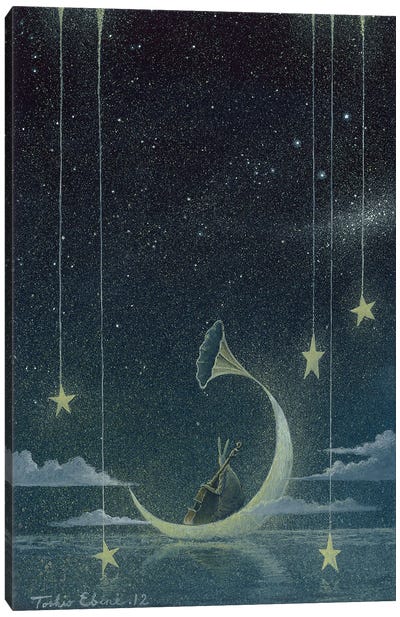 Midnight Jazz Canvas Art Print - Crescent Moon Art