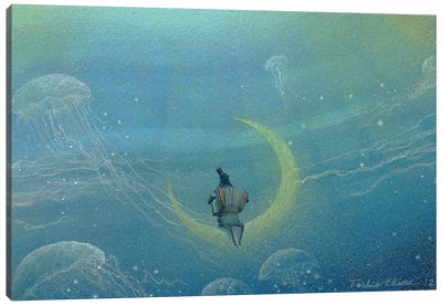 Floating Melody Canvas Art Print - Jellyfish Art