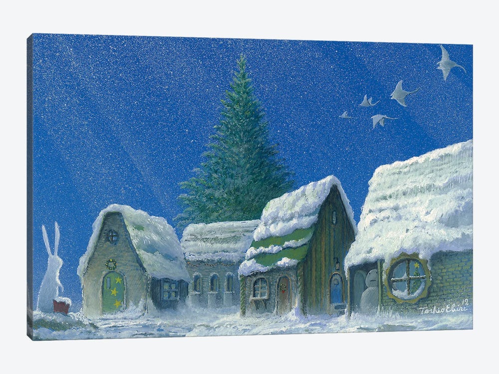 Winter Village Morning by Toshio Ebine 1-piece Canvas Art
