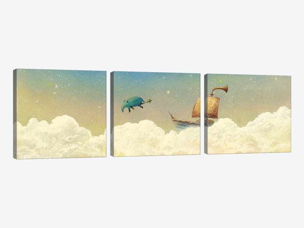 Bouncing Tapir by Toshio Ebine 3-piece Canvas Art Print