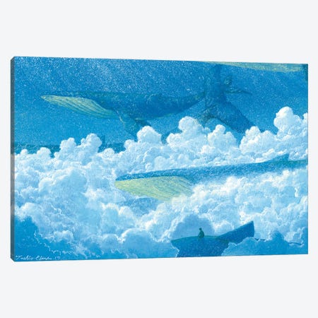 Flying With Whale Canvas Print #TSE18} by Toshio Ebine Canvas Art