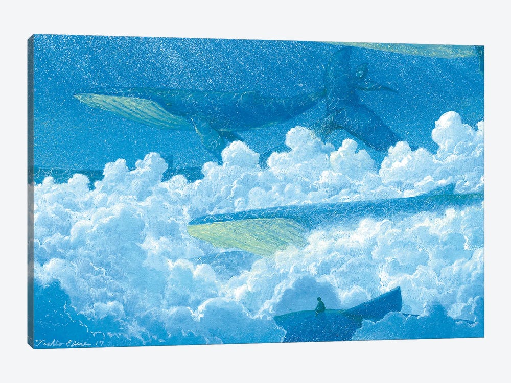 Flying With Whale by Toshio Ebine 1-piece Canvas Print
