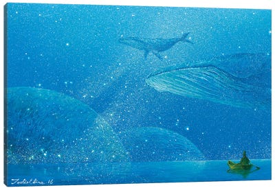 Bluescape Of The Other Side Canvas Art Print - Humpback Whale Art