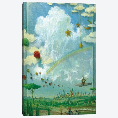 Little Town On The Old Book Canvas Print #TSE28} by Toshio Ebine Art Print