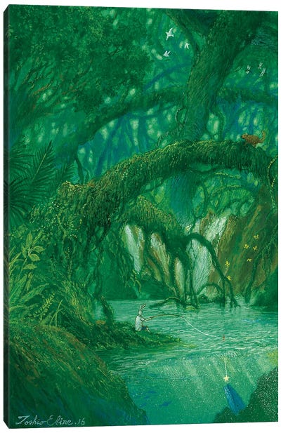 Under The Tree Bridge Canvas Art Print - Moss Art