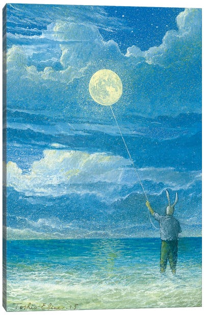 Moon Kite Canvas Art Print - Toshio Ebine