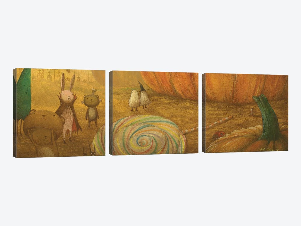 A Happening Of Halloween Morning by Toshio Ebine 3-piece Canvas Artwork