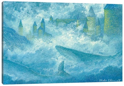 Misty Whale Canvas Art Print - Castle & Palace Art