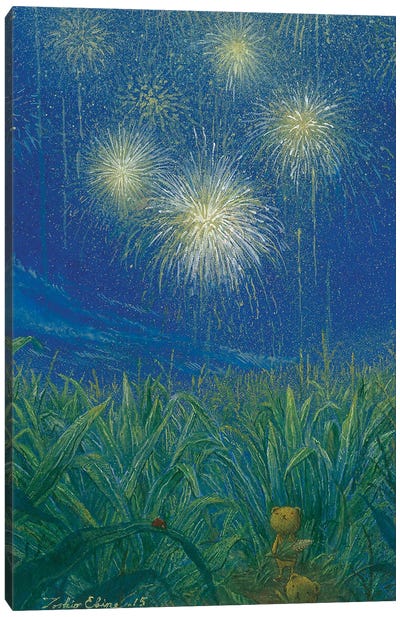 Fireworks Of Cornfield Canvas Art Print - Ladybug Art